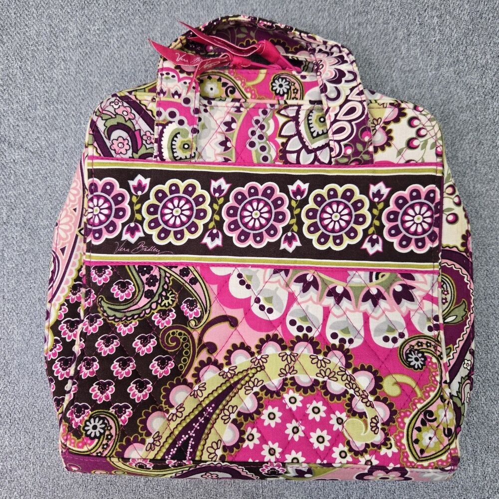 Vera Bradley Very Berry Paisley Pink Quilted Travel Tech Cord Organizer Case Bag